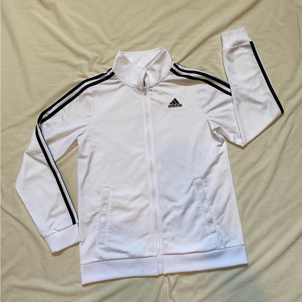 Adidas boys jacket, boys-Large 14/16, white & black